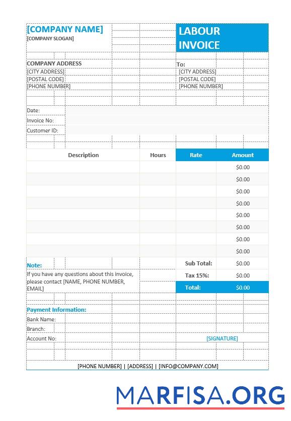 Downloadable Labour Invoice Format Template